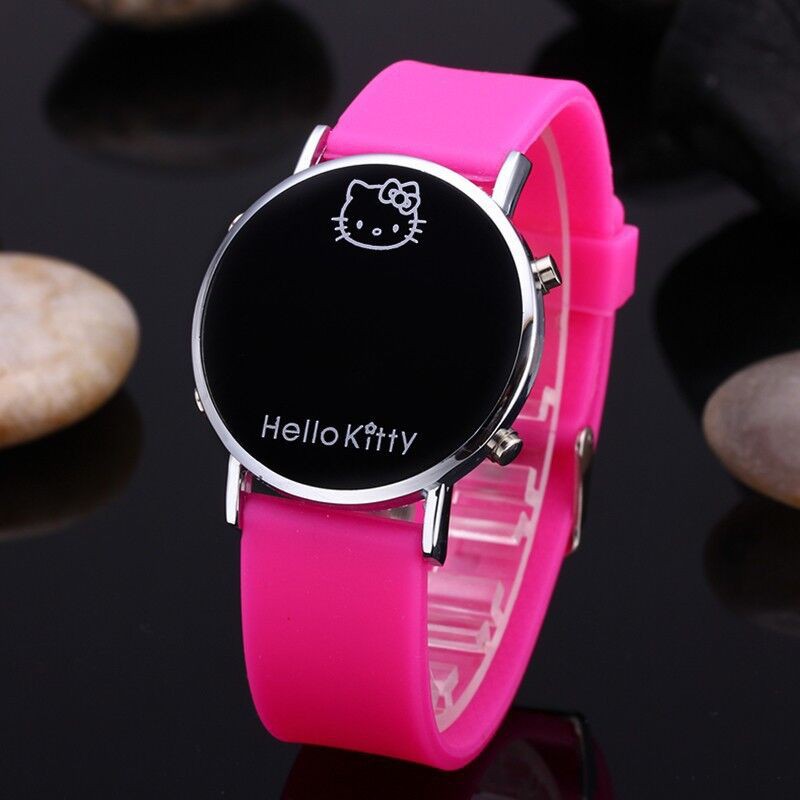 Đồng Hồ Điện Tử Dây Silicone Hình Hello Kitty