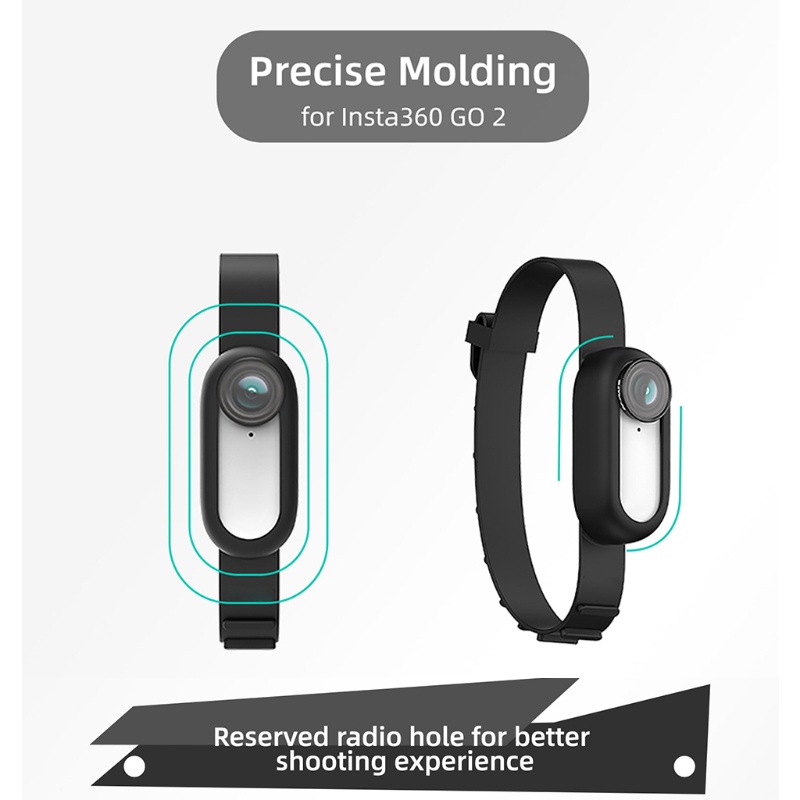 Ốp Bảo Vệ Máy Ảnh Bằng Silicon Siêu Bền Kèm Dây Đeo Tay Tiện Dụng Cho Insta360 GO 2