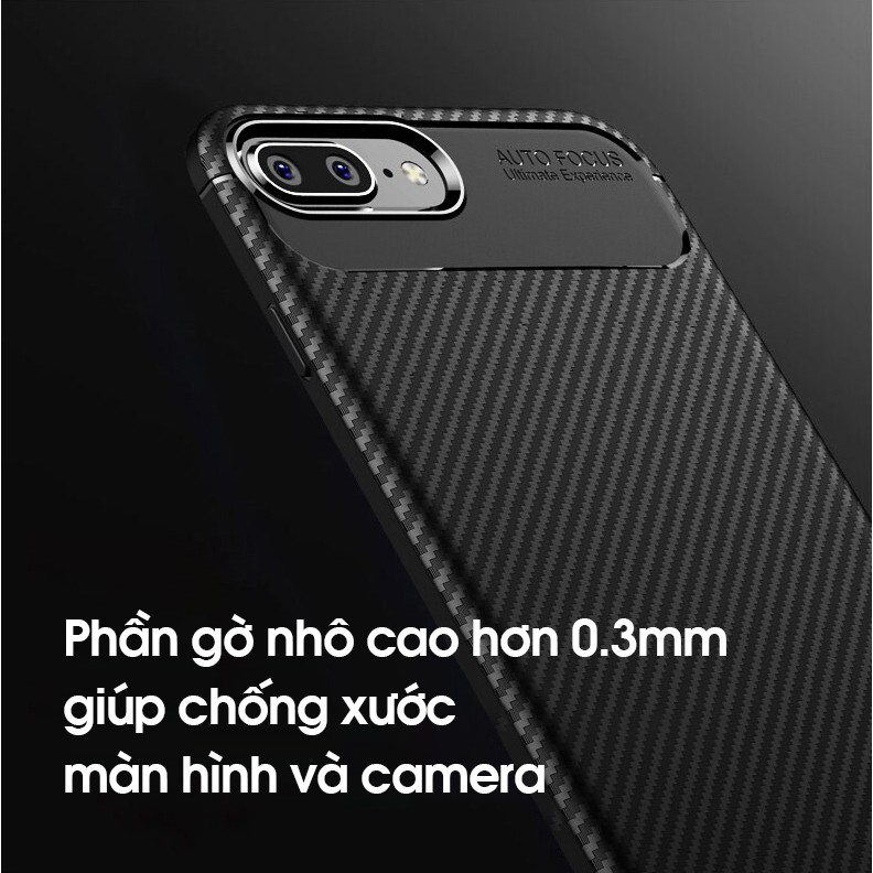 Ốp lưng IPAKY iPhone 7/ 8/ SE 2020, iPhone 7 Plus/ 8 Plus, Viền TPU, Chống sốc, Mặt lưng vân CARBON (Carbon series)