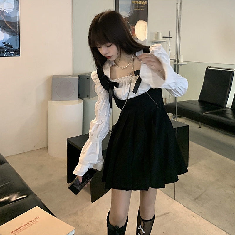 Áo sơ mi trắng/ Đầm yếm/ Set thời trang nữ 2021