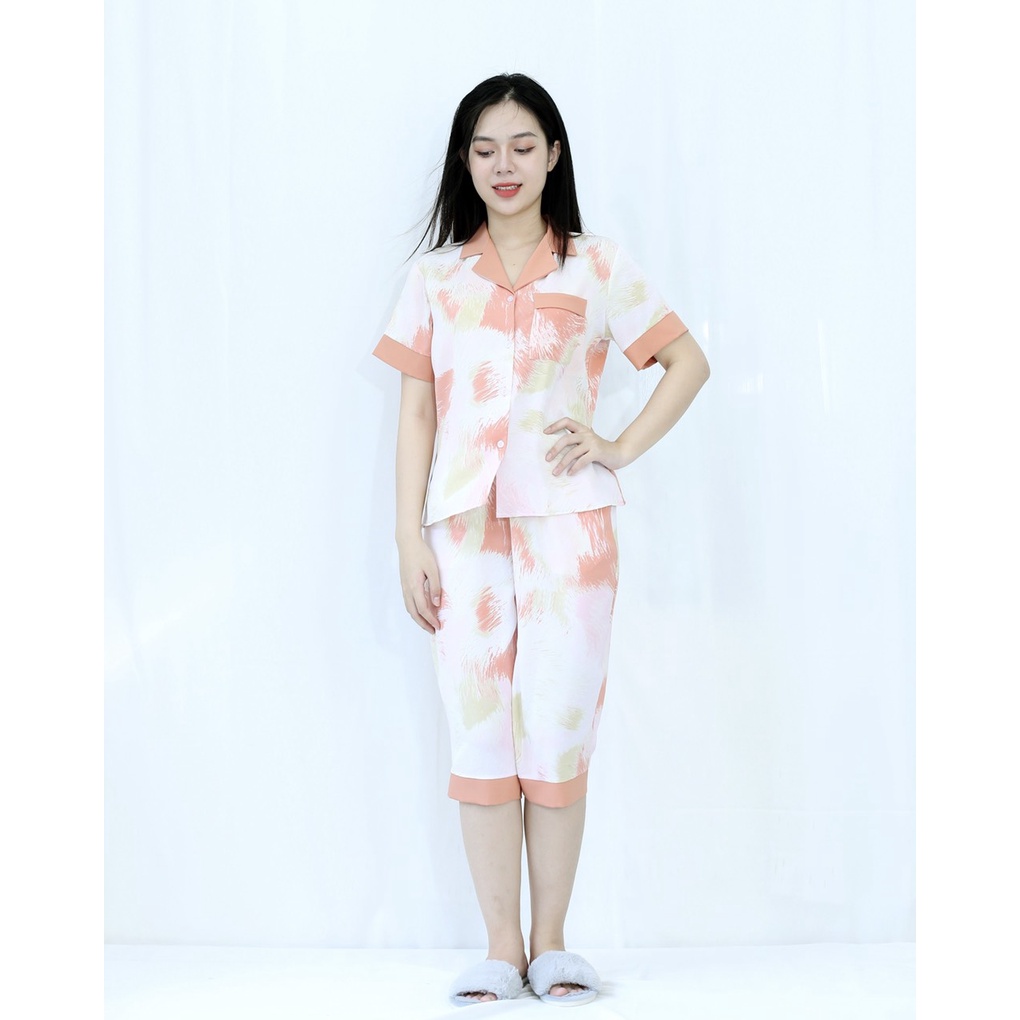 Bộ đồ Pijama Quần Lửng L14  điểm nhấn pha cổ HỌA TIẾT  siêu sang chảnh - Thể Hiện Sự Sang Trọng Tinh Tế