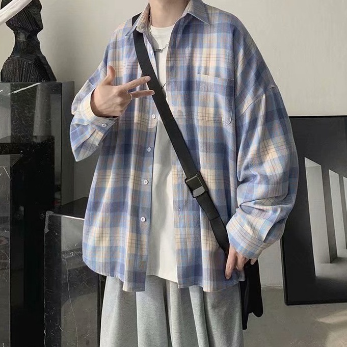 Áo Sơ Mi Nam Caro Tay Dài Thời Trang Chosimple unisex Sọc áo nam đẹp Hàn Quốc cotton bigsize nhung lê áo sơ mi nam form rộng