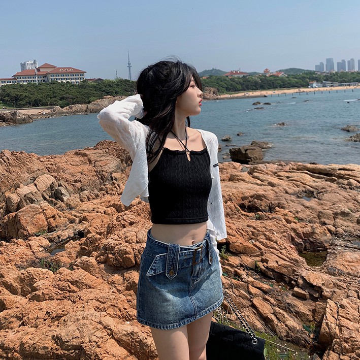 Áo croptop XIAOZHAINV không tay thời trang mùa hè dành cho nữ