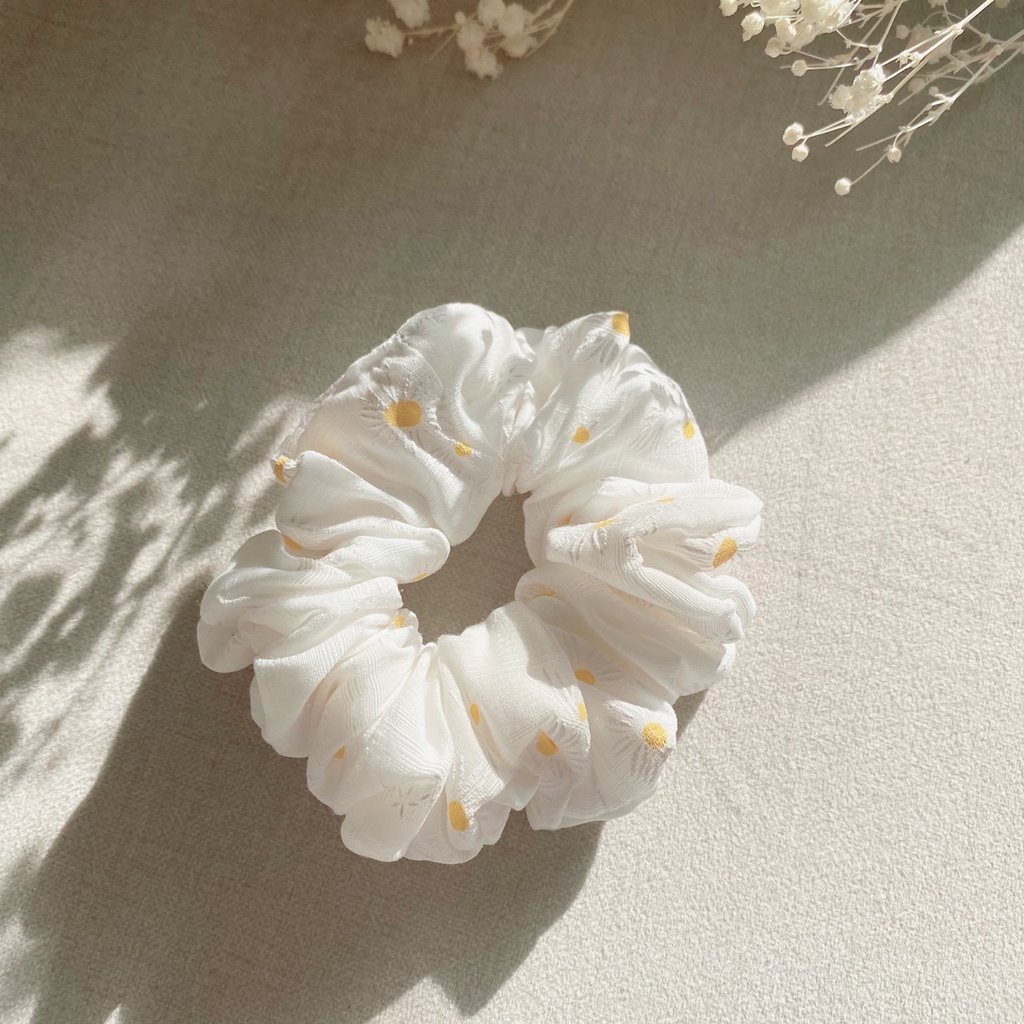 Dây Buộc Tóc Scrunchies Hoa Cúc Trắng - PK0046