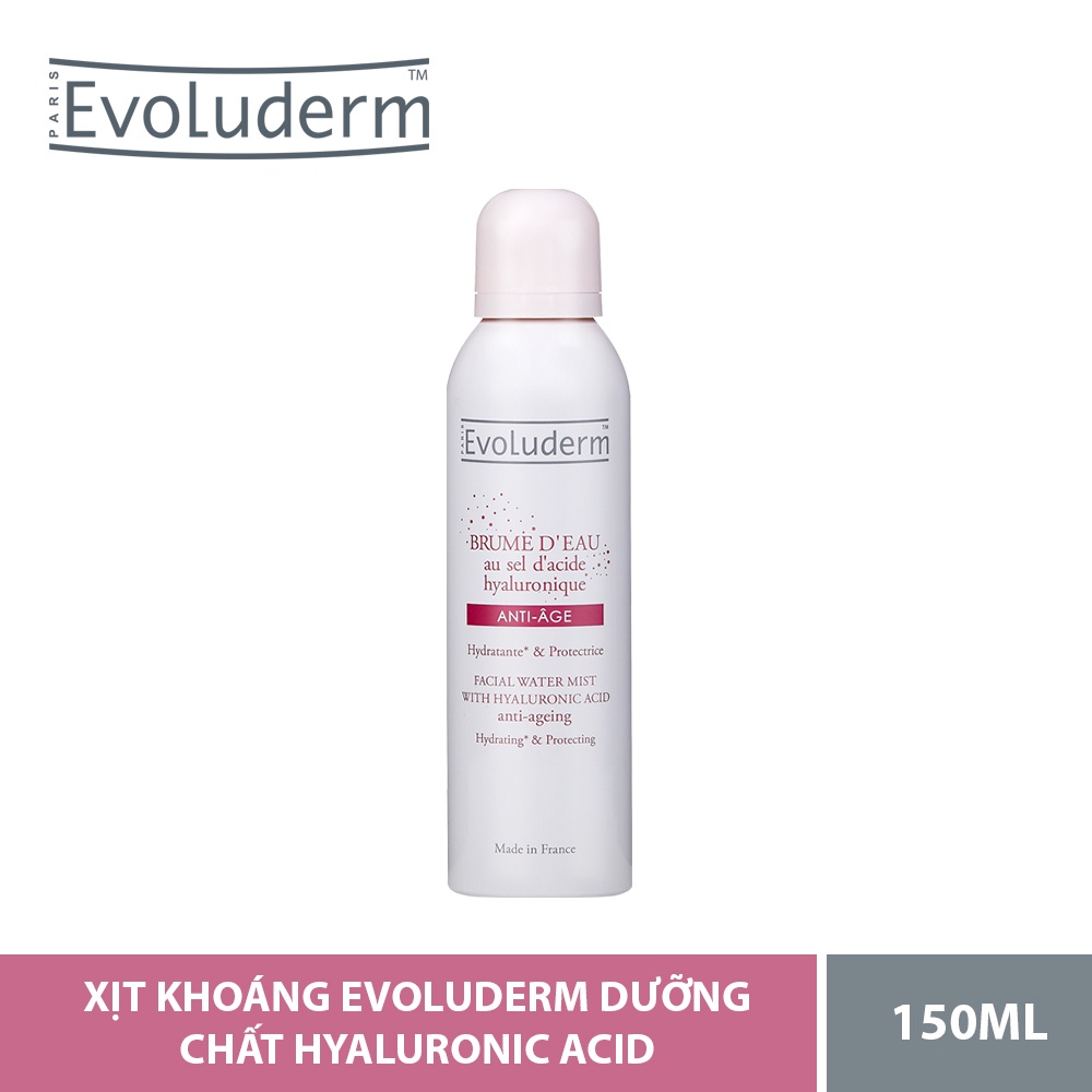 Bộ Xịt khoáng chăm sóc da Evoluderm tinh chất Hyaluronic Acid làm chậm lão hóa cho làn da tươi sáng 400ml và 150ml