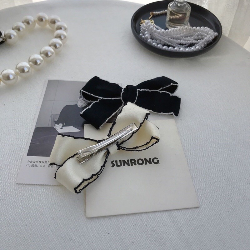 Kẹp tóc mái thương hiệu hai màu đen trắng cho nữ mã QD 203