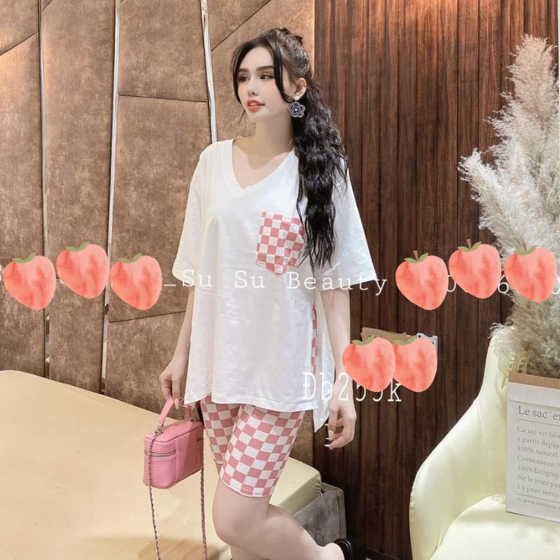 Đồ bộ nữ bigsize ESHOP Đồ bộ đồ mặc nhà quần lửng ngố thun gân mùa hè đẹp dễ thương đi chơi ngủ cute cao cấp DB23