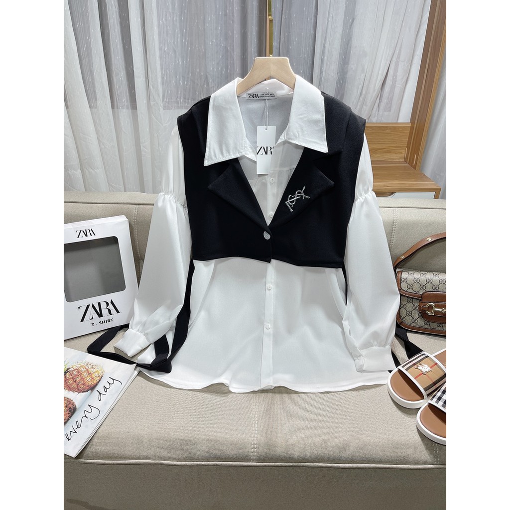 Set 2 Món Sơ Mi Gile Thêu Chữ Cực Chất | BigBuy360 - bigbuy360.vn