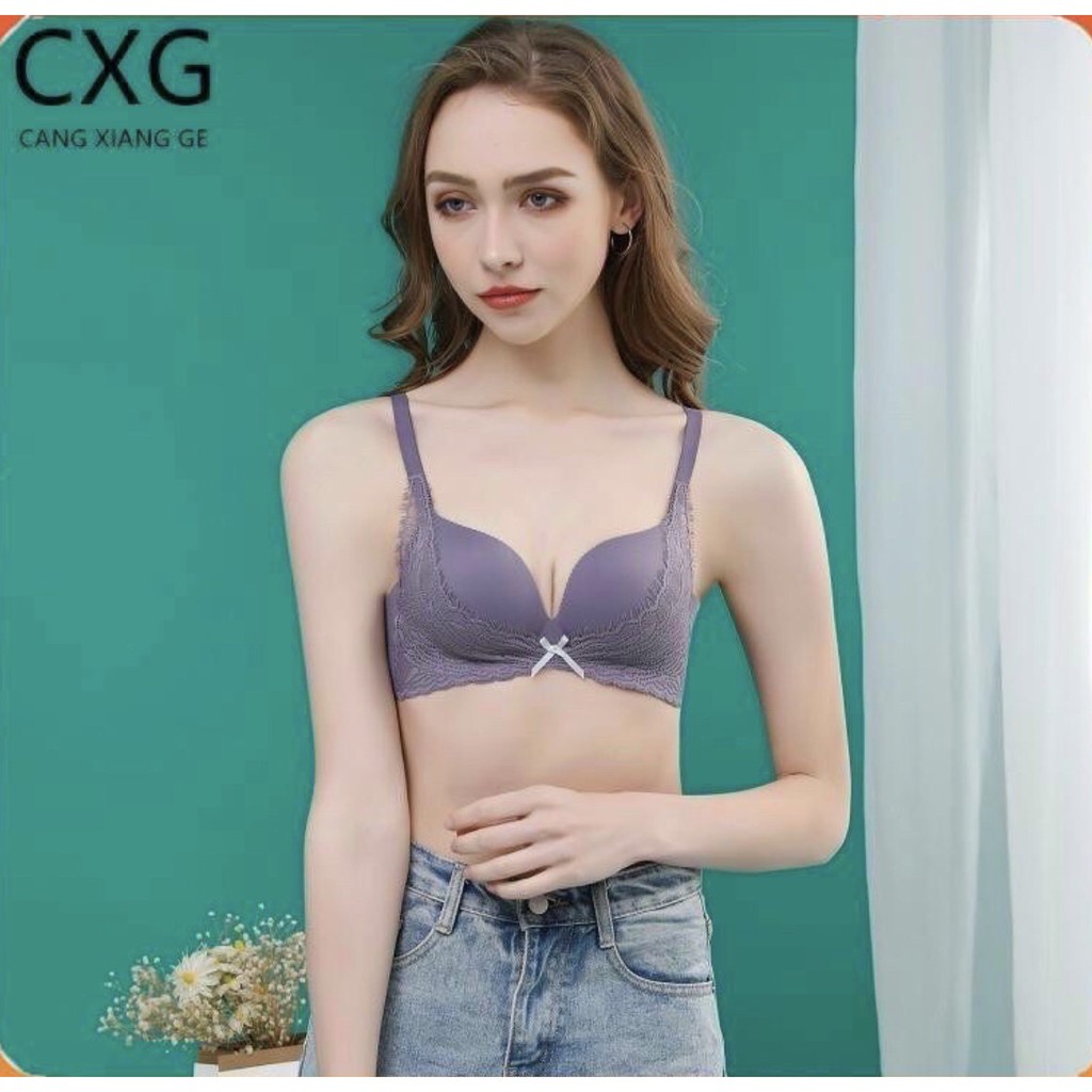 Áo lót nữ su đúc CXG áo ngực không gọng, nâng ngực, lót đệm vừa phải A16