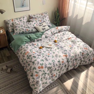 Bộ chăn ga gối cotton poly hoa xanh