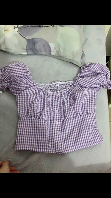 Áo croptop kẻ caro