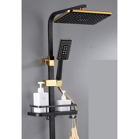 Bộ cây sen tắm nóng lạnh cao cấp MORALLY- BLACKGOLD-Chất liệu mạ đồng cao cấp-Sơn tĩnh điện-Vòi tăng áp