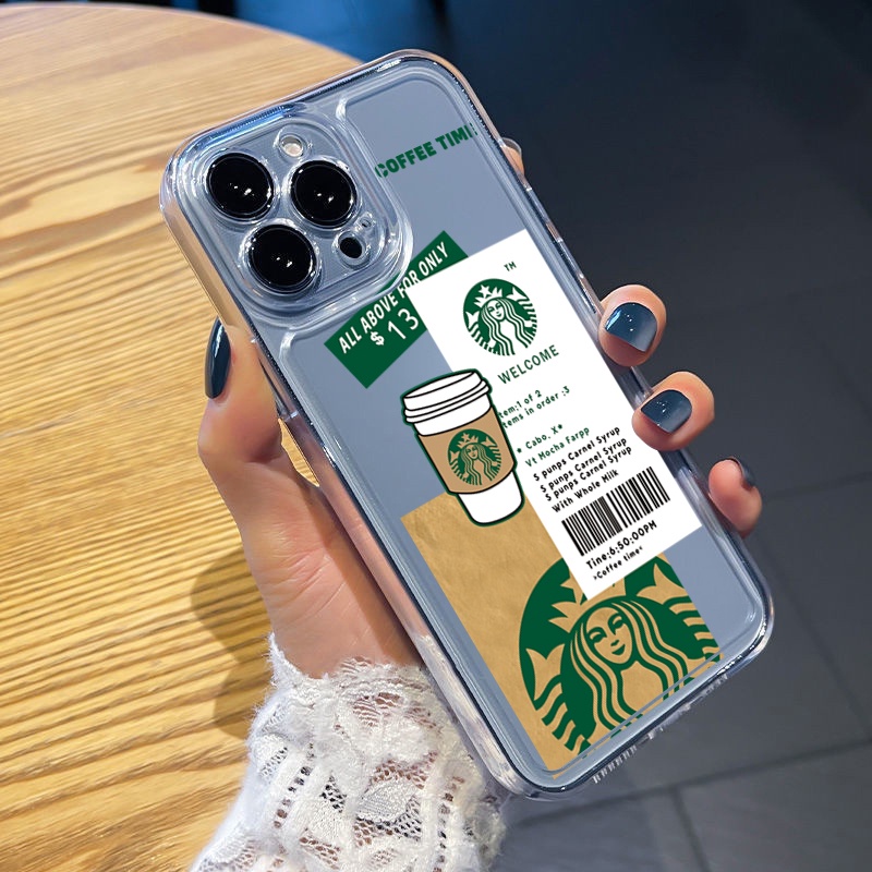 Ốp Điện Thoại TPU Gel Đệm Khí Hình Starbucks Cho iPhone 13 Pro Max 14 12 iPhone 11 XR 8 7 SE 2022
