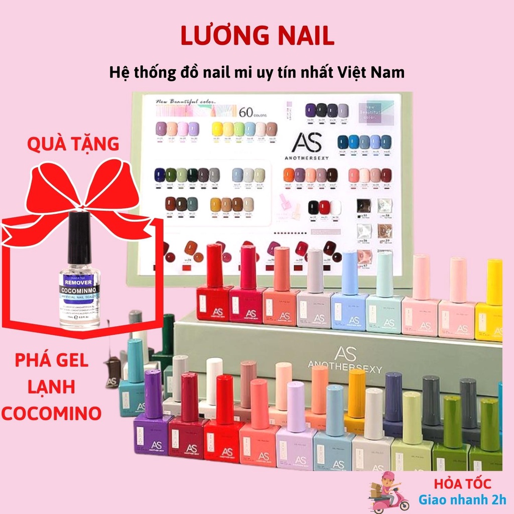 Sơn gel As sơn móng tay gel chai vuông mẫu 2022 tone màu đen đỏ xanh cổ vịt vàng thạch nhũ phụ kiện nail rẻ15ml