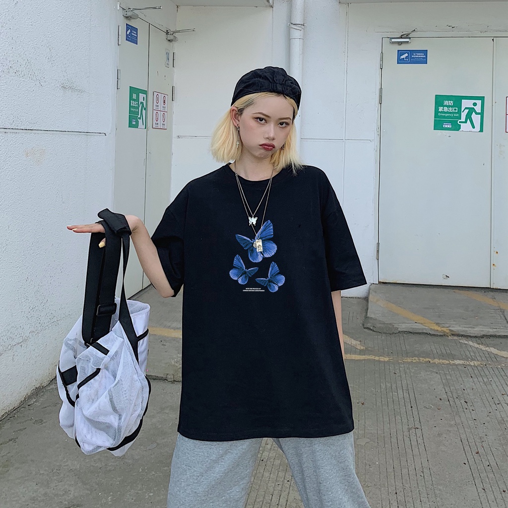 Áo thun tay lỡ 🦋 3 CON BƯỚM 🦋 phông Unisex nam nữ tee oversize form rộng pull Ulzzang Streetwear Hàn Quốc vải mềm