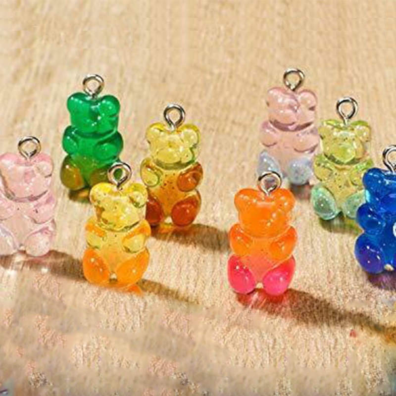 Set 10/50 Mặt Dây Chuyền Kim Sa Hình Gấu Gummy