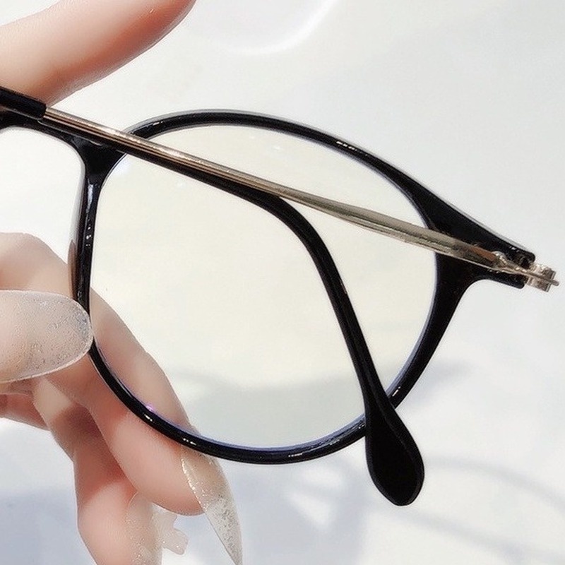 Mắt Kính Gọng Tròn Bằng Kim Loại Chống Bức Xạ Phong Cách Cổ Điển Unisex