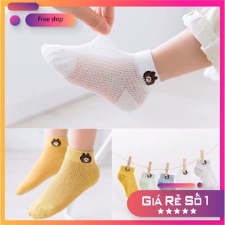 Set 5 đôi tất lưới thêu .hình gấu cho bé.
