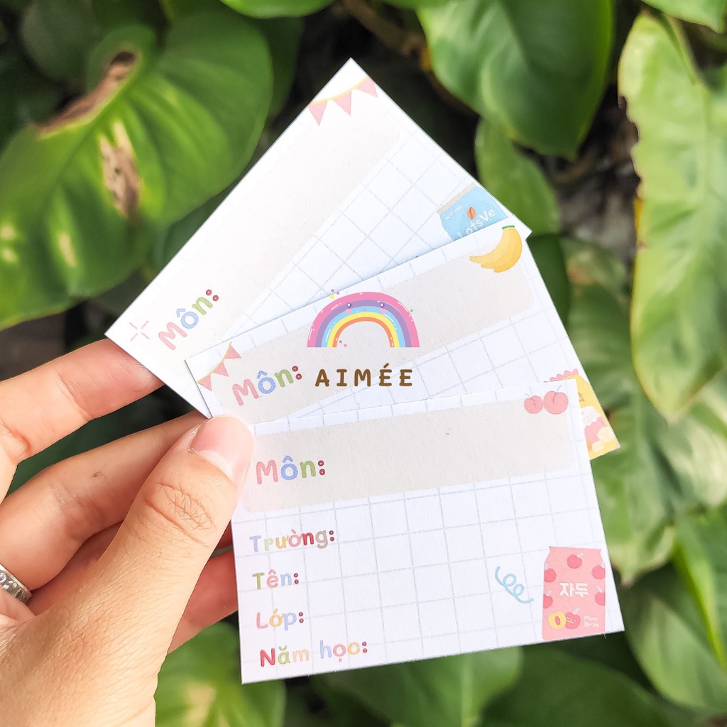 Set 12 nhãn vở dễ thương phong cách Hàn Quốc |design by Aimée|