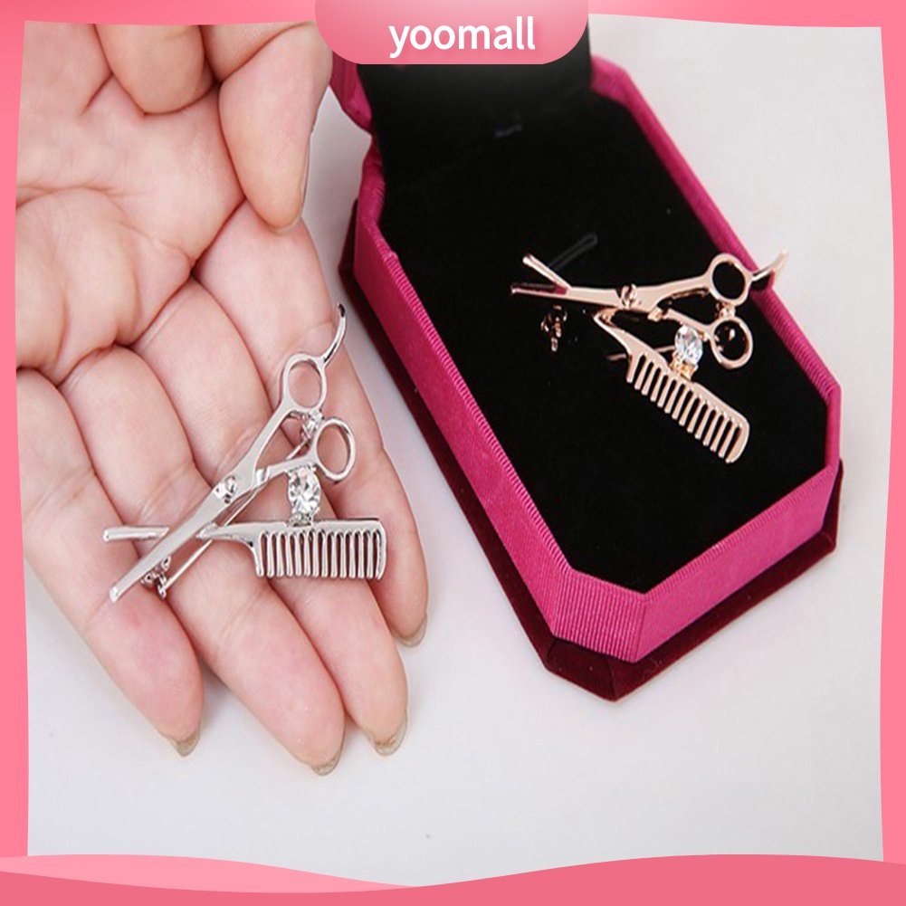 Trâm cài hình kéo và lược đính đá giả trang trí xinh xắn