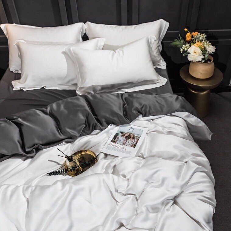 Bộ Chăn Ga Gối Lụa Tencel 100S Cao Cấp Chăn Drap Nhập Khẩu Siêu Sang Xịn Min Mát Sét Chuẩn 04 Món