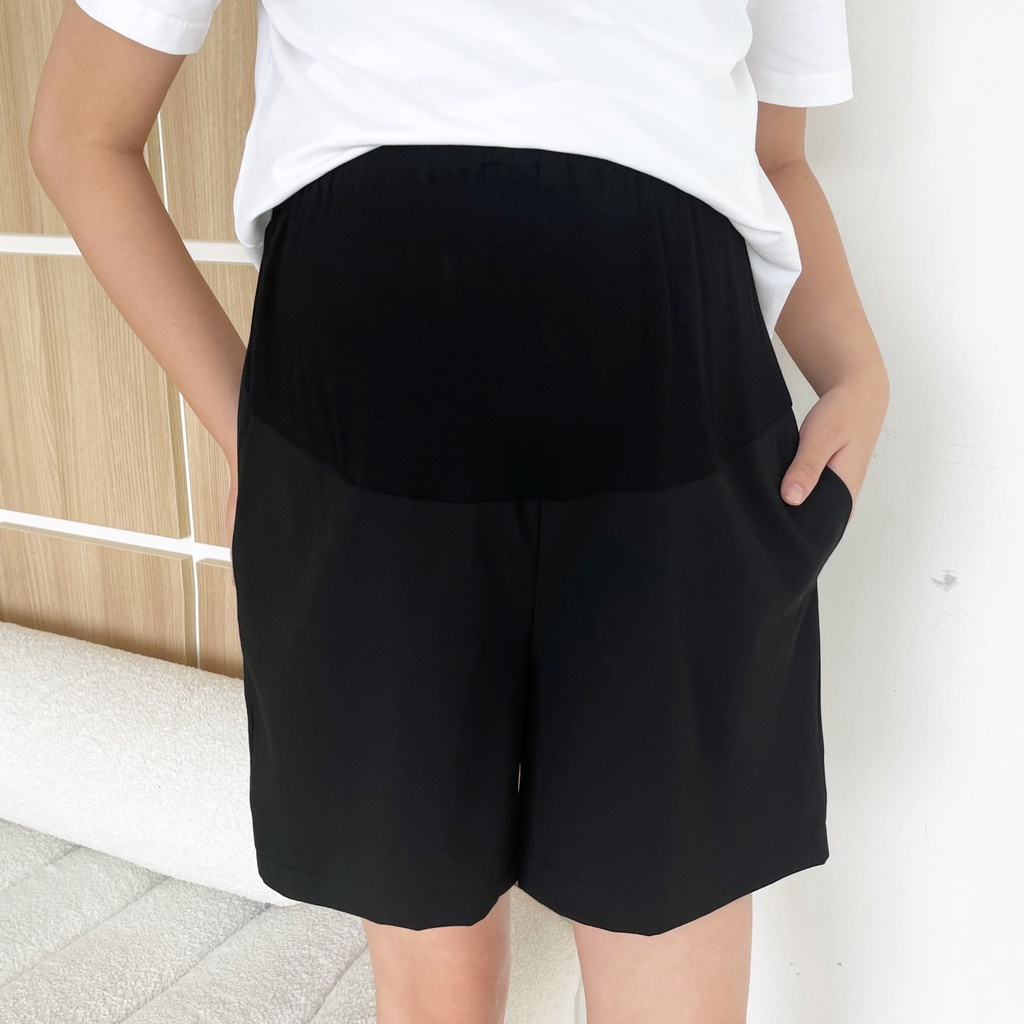 MEDYLA - Quần đùi bầu 1 lớp tuytsi cho bầu mặc mùa hè cực mát thoải mái - QB028