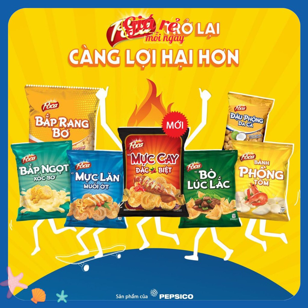 [COMBO 10 GÓI] Bim bim snack khoai tây Lays, Poca gói 37g đủ vị