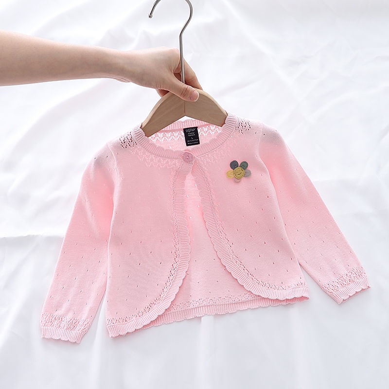 ▶Áo Khoác Cardigan Dệt Kim Vải Cotton Mỏng Thoáng Khí Kiểu Phương Tây Dễ Thương Cho Bé Gái#8.21
