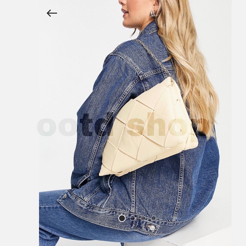 Túi đeo vai đi chơi dự tiệc quai xích quilted woven clutch Topshop VNXK