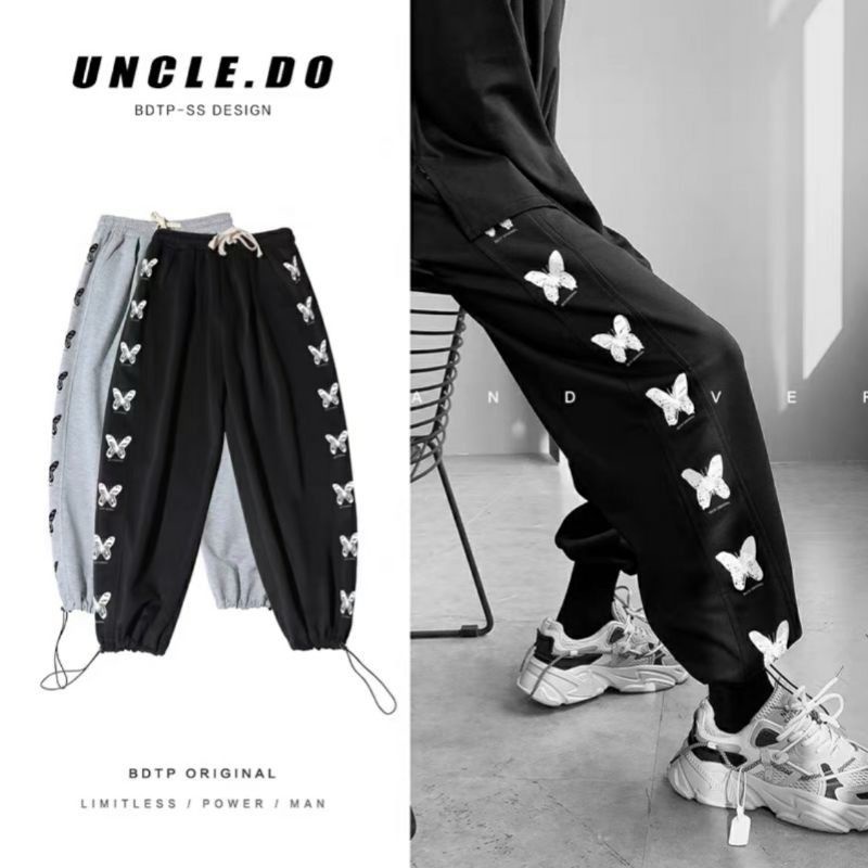 Quần jocker unisex in hình bướm dọc sọc mang đậm thể thao(có video)