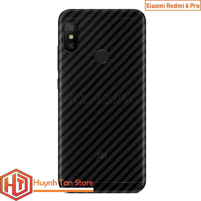 Miếng dán decal carbon mặt sau Xiaomi Redmi 6 Pro chống trầy mặt lưng, chống bám vân tay