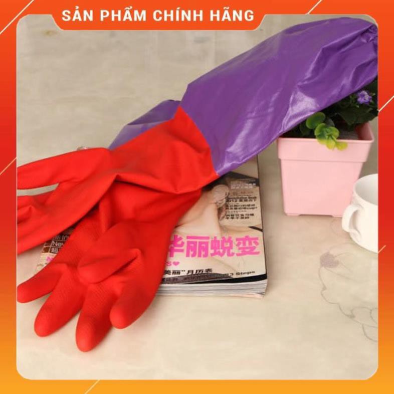 CHÍNH HÃNG -  [FREESHIP❤️] Găng tay cao su lót nỉ rửa bát đỏ,găng tay co su siêu dai làm bếp