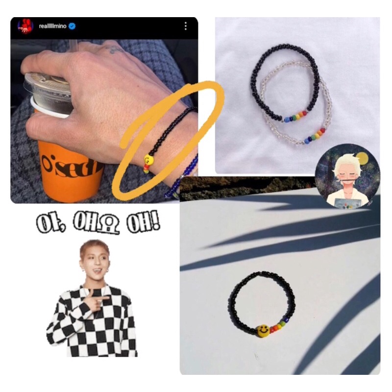Vòng tay hạt cườm hình mặt cười cheap moment WINNER Mino