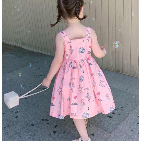 Váy hai dây 2-7T QUẢNG CHÂU bé gái cotton denim 100%, đầm dây cho bé bản to có túi váy xòe 2 3 4 5 6 7 tuổi