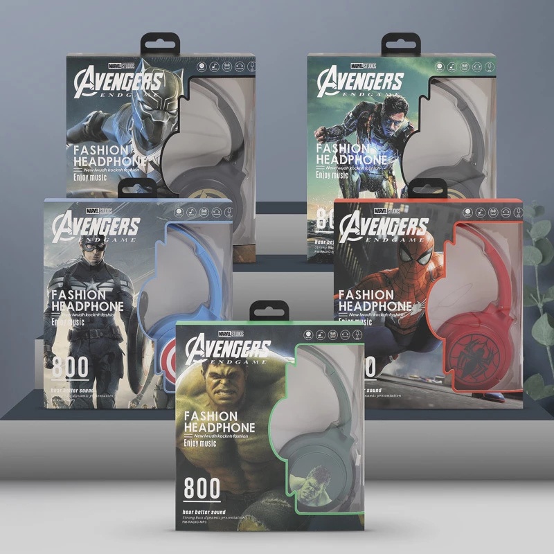 Tai Nghe Bluetooth Không Dây Hình Siêu Anh Hùng Marvel Người Nhện Người Sắt/Captain America