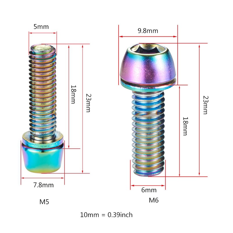 Ốc Vít Mạ Titan Gắn Tay Lái Xe Đạp M5 / M6 MTB