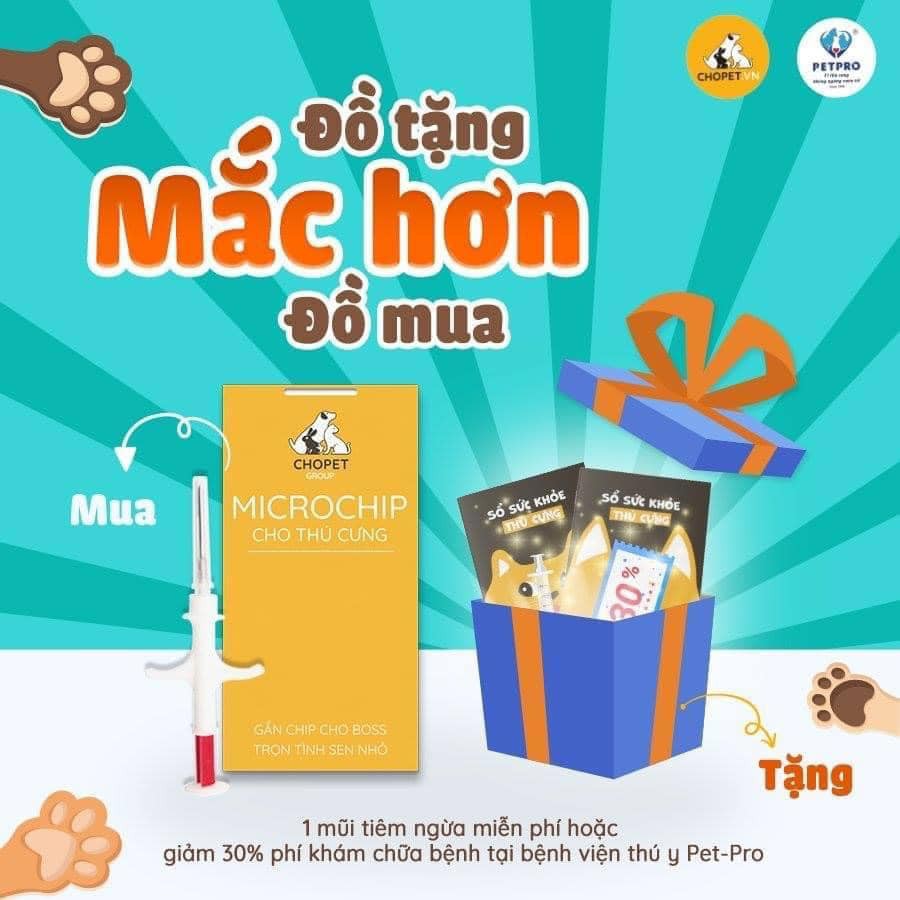 Microchip Định Danh cho thú cưng Tặng kèm Vacsxin và Voucher giảm giá khám bệnh tại Bệnh Viện Thú Y.