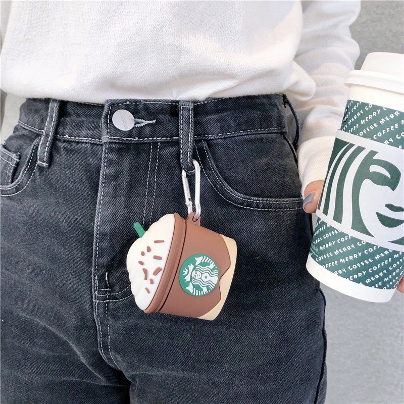 [Quà tặng ý nghĩa] Ốp Airpods trà sữa Starbuck nâu - Case Đựng Tai Nghe không dây i12