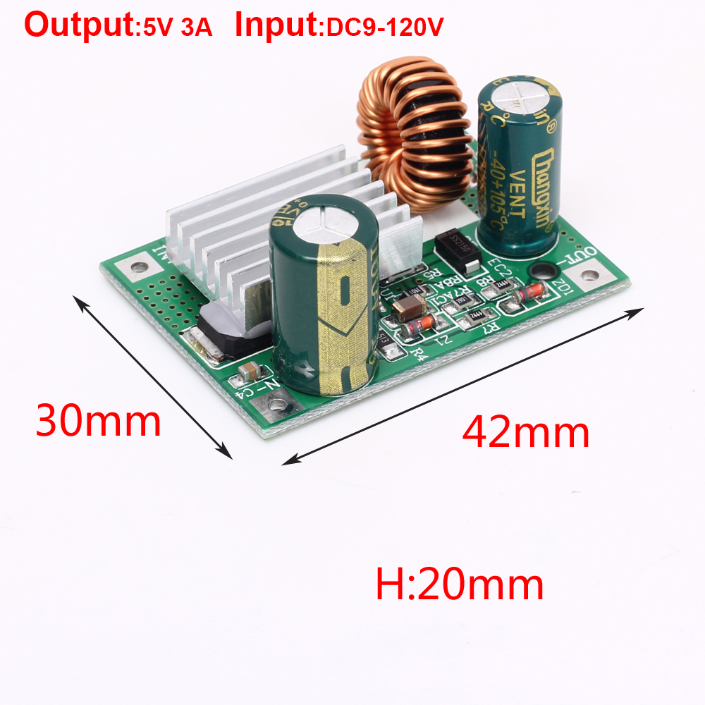 Mô-đun hạ nguồn dc-dc 9v-90v 9v-120v 16v-120v 16v-90v 48v 36v 24v đến 5v 12v 3a
