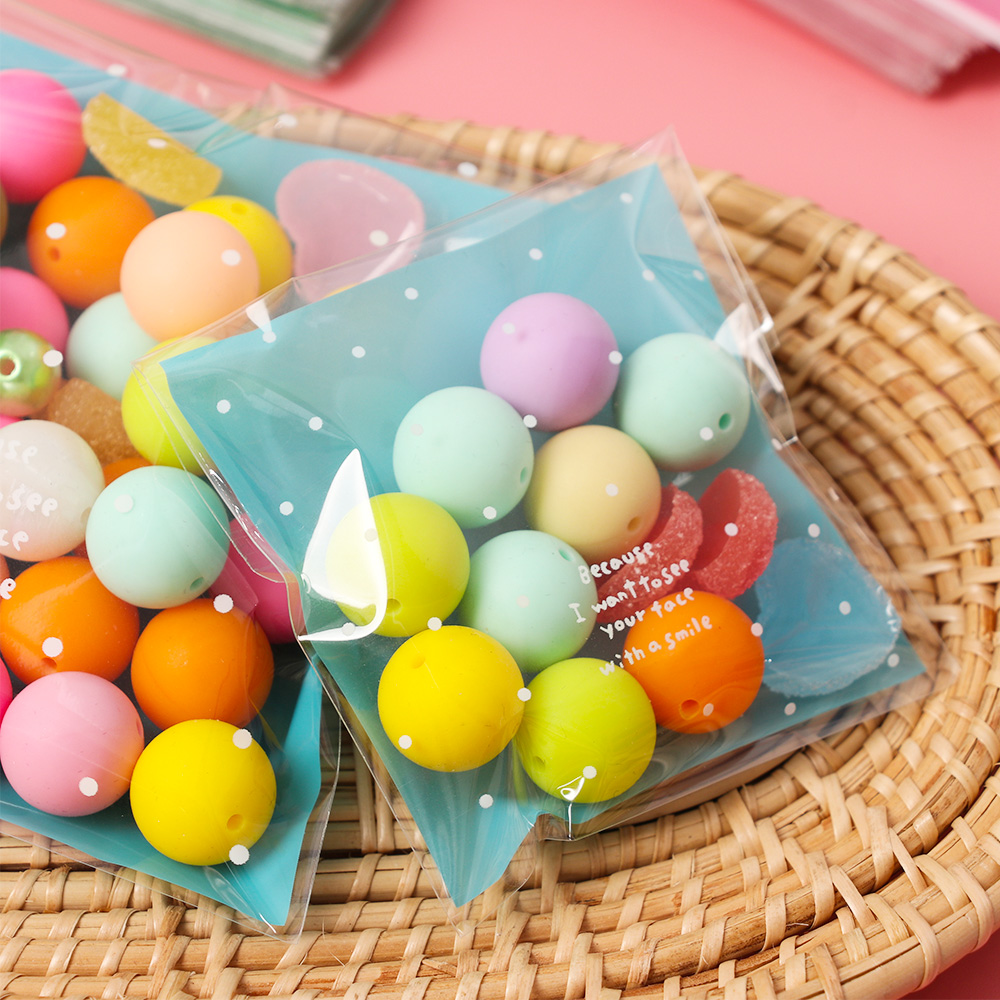 Bộ 100 Túi Đựng Bánh Quy Họa Tiết Chấm Bi Cho Tiệc Cưới/ Năm Mới