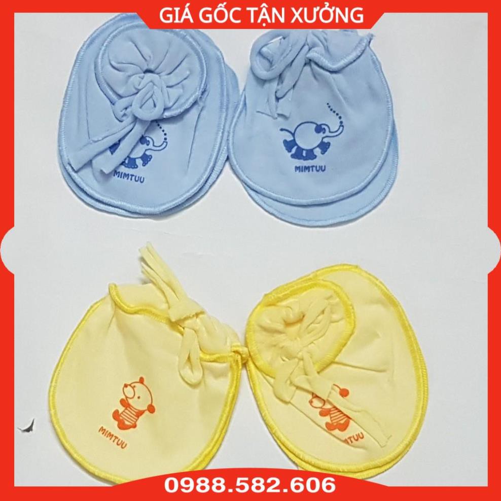 Set Bao Tay + Bao Chân Buộc Dây, Bao Tay Chân Mintu Cho Bé Sơ Sinh Dưới 7kg