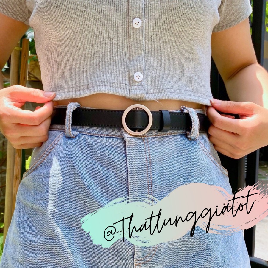 Thắt lưng nữ mặt tròn Ulzzang, không lỗ bản 2.3cm  TL003 - Thắt Lưng Giá Tốt