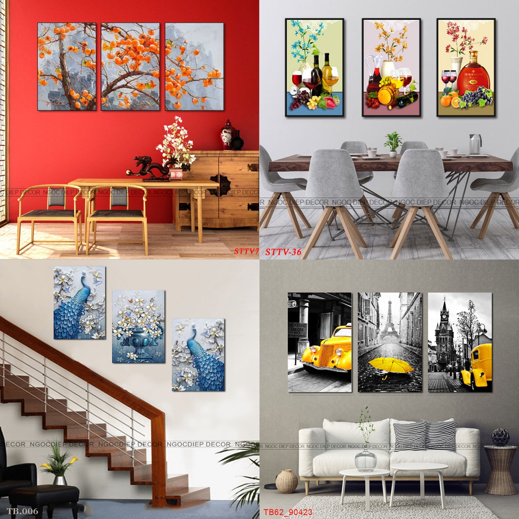 [SALE] bộ 3 tranh treo tường, tranh phòng khách, tranh phong thủy tuyệt đẹp loại 1 giá rẻ 40x60x3 [HOT]