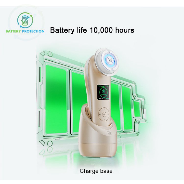 Máy nâng cơ mặt đẩy tinh chất trẻ hóa da Nanotime F81E HT Beauty, máy massage chăm sóc da bằng sóng RF Photon kết nốiapp