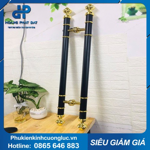 (TẶNG KÈM ỐC VÍT) Tay Nắm Cửa Thủy Lực⚡FreeShip⚡ Cửa Gỗ Thân Đen Đầu Hoa Sen Vàng