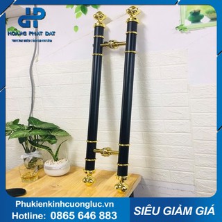 (TẶNG KÈM ỐC VÍT) Tay Nắm Cửa Thủy Lực⚡FreeShip⚡ Cửa Gỗ Thân Đen Đầu Hoa Sen Vàng