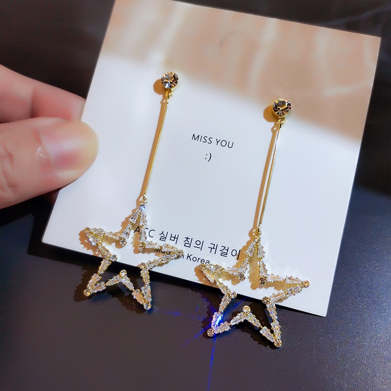 Đôi Bông Tai Ngôi Sao Năm Cánh Đính Đá Thời Trang Nữ Tính
