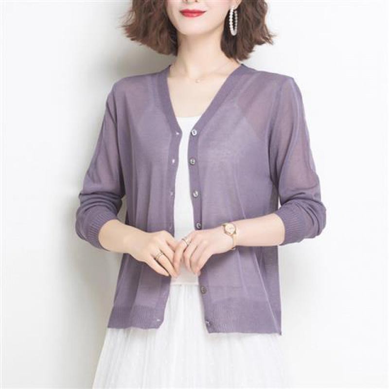 Áo Khoác cardigan Vải Lụa Lạnh Dệt Kim Mỏng Ngắn Bảo Vệ Chống Nắng Bên Ngoài Cho Nữ Năm 2021👗Purashiersacefairy dress👚】 | BigBuy360 - bigbuy360.vn