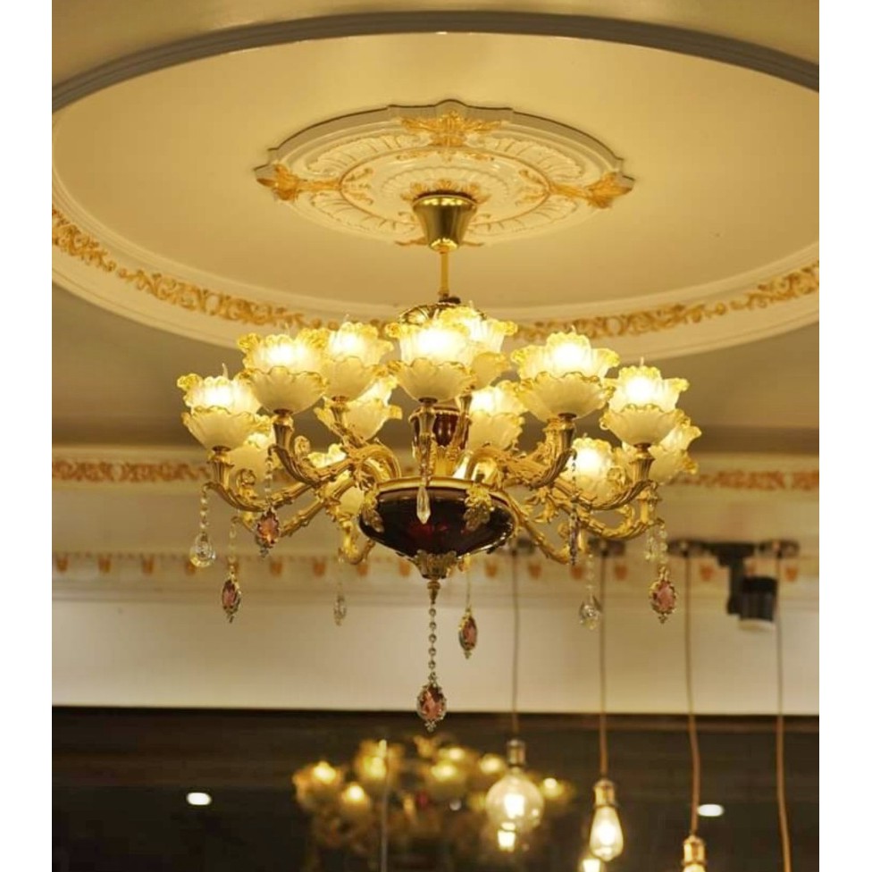 Đèn chùm trang trí phòng khách 15 bóng phong cách Châu Âu hiện đại_tặng kèm 15 bóng đèn led cao cấp