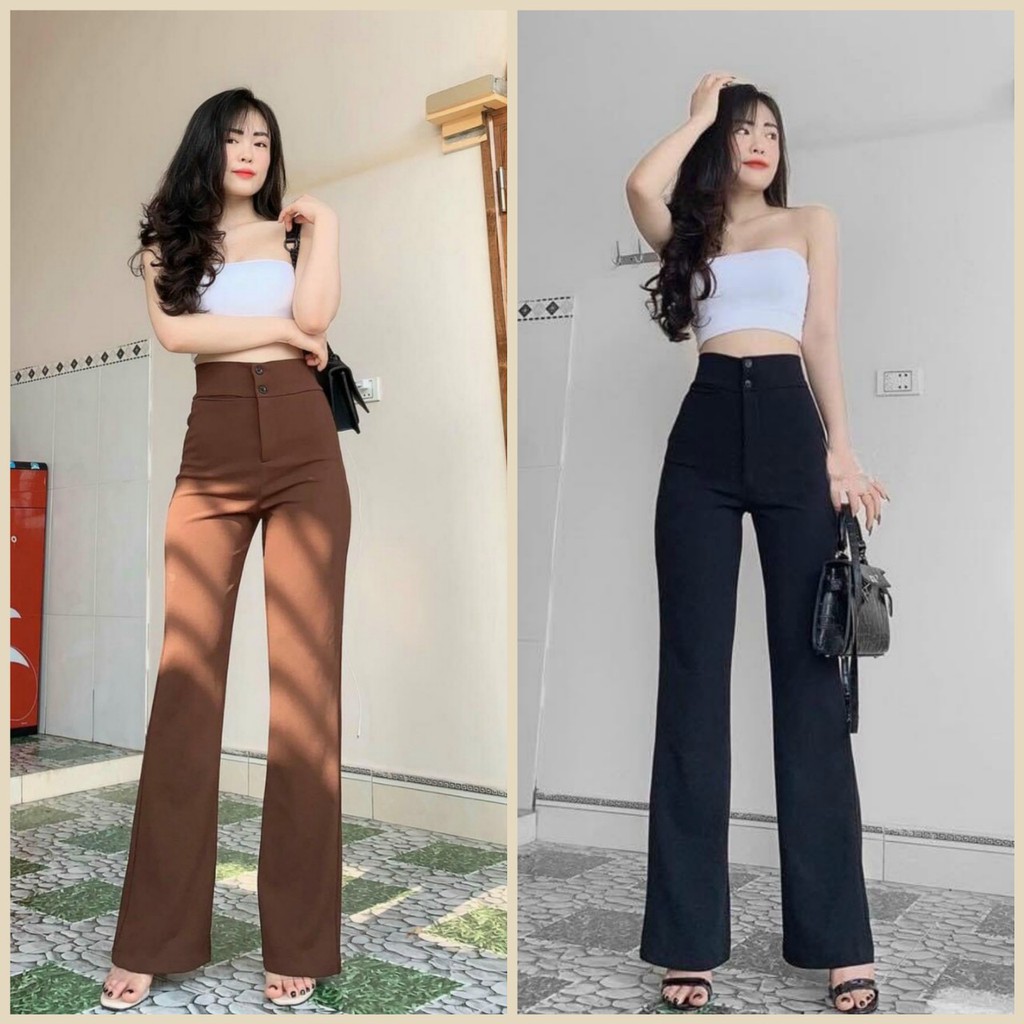 Quần tây ống loe suông ,dáng dài ,cạp cao,chất vitex co dãn nhẹ siêu đẹp